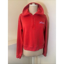Prince Pickleball Salmon Pink Quarter Zip Preppy Cropped Sweatshirt
