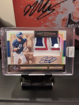 2025 Panini Three and Two Evan Carter Jersey Autographs /10 Texas Rangers