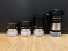 1.25 Inch Plossl Eyepiece Kit 4 10 25 mm 2X Barlow Lens Telescope Accessory