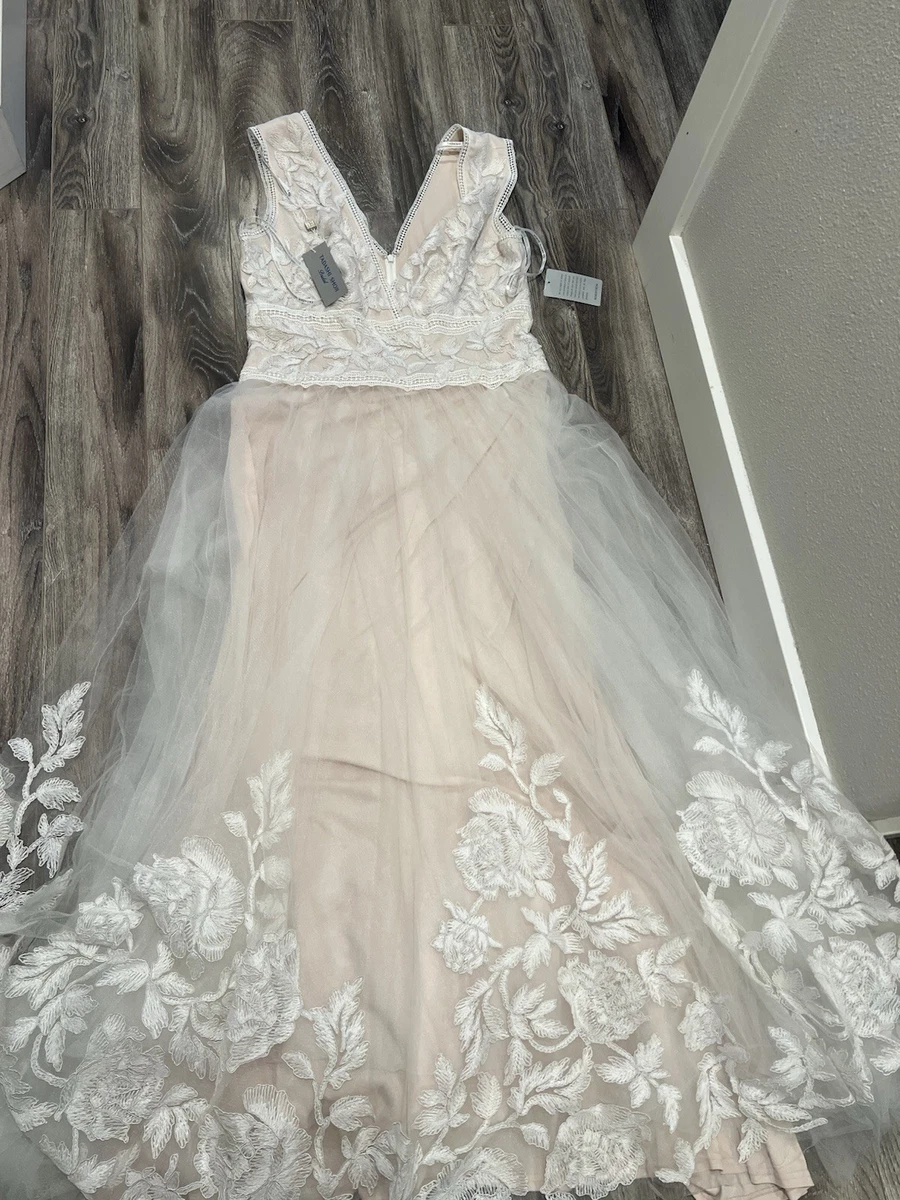 vintage lace dresses A-line Sweetheart Off-the-Shoulder Beach Wedding Dresses, MW735 VIOLETA PLEATED SLEEVELESS MIDI Roberta color display Size:2XL (18-18.5 / 36-37)