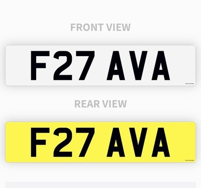 F27 AVA Private Number Plate Short Prefix Name Reg AVA Not dateless AF FA RS GT 