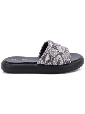 AQUA COLLEGE Womens Gray Snake Simona Toe Platform Slip On Slide Sandals 8 M