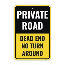 1PC Private Road Dead End No Turn Around Sign, 18 x 12 Inches - Aluminum - No...