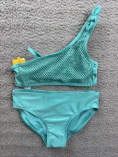 Cat Jack Swim Set Girls Small 6/7 Aqua Green Pier Gaze Bikini Set