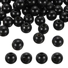 100pcs 16mm Black Natural Wood Beads with 4mm Hole Round Wooden Spacer Ball
