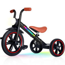 Kids Tricycle, 12 Inch Puncture Free Wheel W Front Light, Adjustable Seat Height
