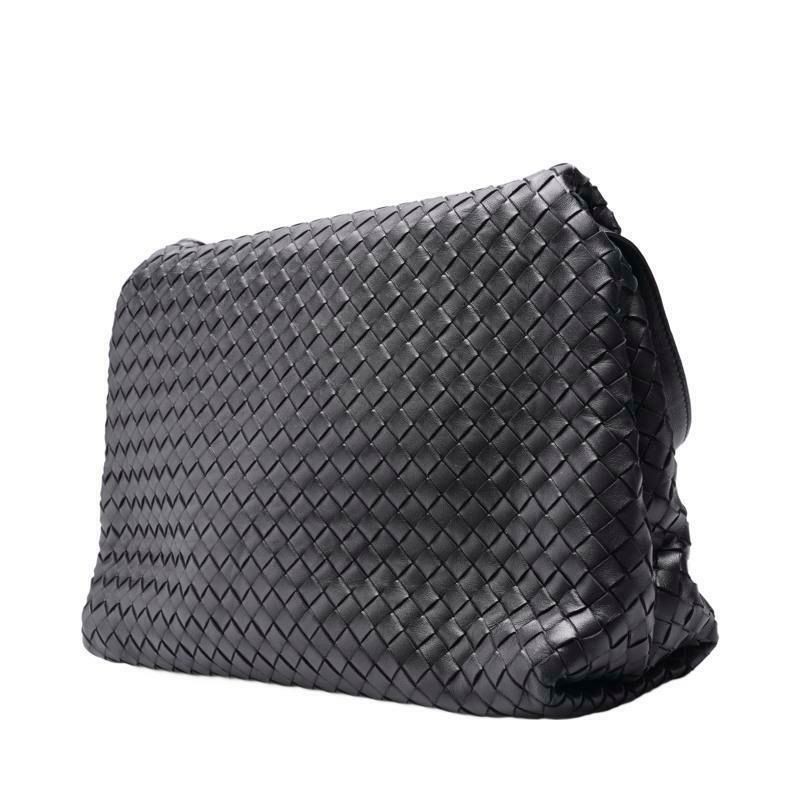 Bottega Veneta Black Intrecciato BV Fold Large Crossbody Bag