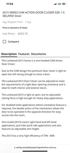 Lockwood 2615DASIL Door Closer, Delayed Action Fire Rated - Bild 4 von 7