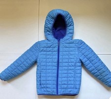 Cat Jack Boys Quilted Blue Hooded Jacket Fleece Lined Zip Size S