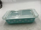Pyrex Blue White Snowflake Garland Rectangle Milk Glass Casserole Dish w/Lid