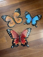 ButterflyWall Art Indoor / Outdoor Metal Wall Decor Set of 3 Hanging Home Decor
