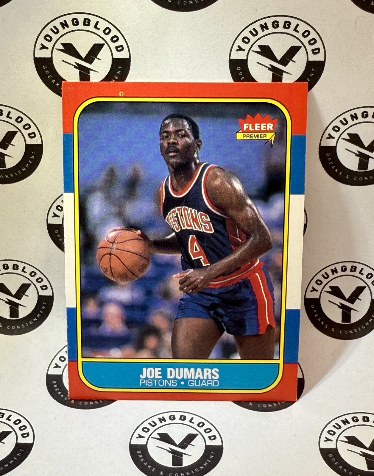 1986-87 Fleer Joe Dumars Rookie Card #27 RC Detroit Pistons Set Break HOF