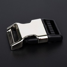 3/4 Inch Nickel Plated Metal / Black Plastic Hybrid Side Release Buckle, 25 Pack