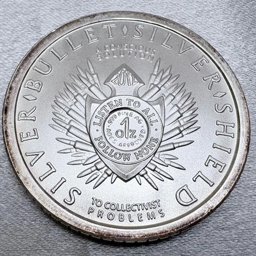 2012 inaugural Silver Bullet Silver Shield Trivium 1 oz .999 Silver Round [H5]