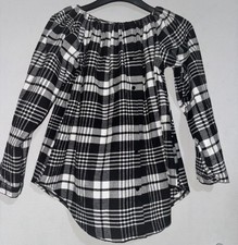 Ladies Black and White Check Shirt Tonic Size XL 16-18 Excellent Condition