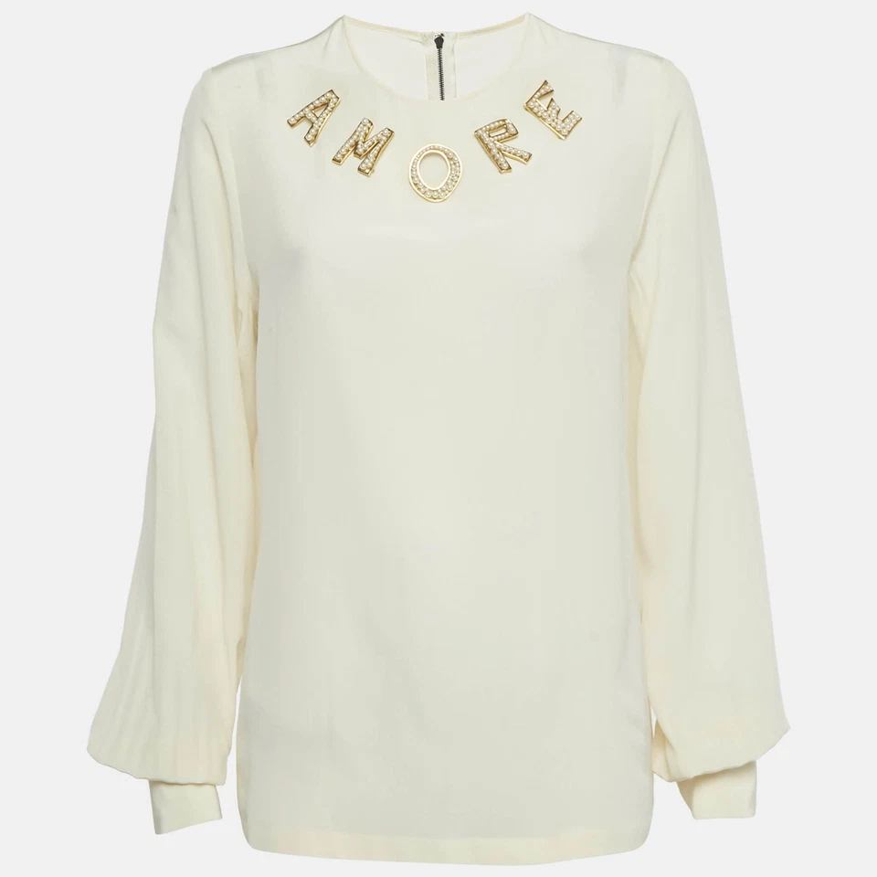 Blusa Dolce Gabbana Crema Amore Seda M