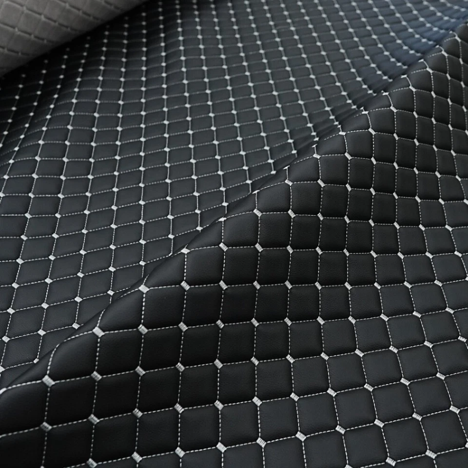 FABRICUK Car Seat Box Design Upholstery Material Quilted Leatherette Foam 140CM WIDE!