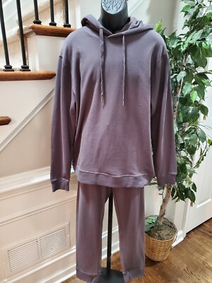 Mono B Men's Gray 100% Cotton Two Piece Hoodie & Trouser Tracksuits Size Large