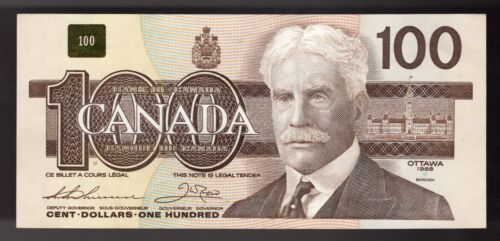 1988 $100 Bank Of Canada Thiessen/Crow AJV0348215 AU (CRISP)