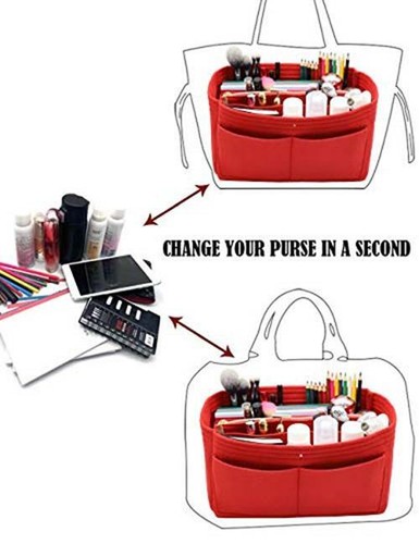Felt Purse Bag Organizer Insert with zipper Bag Tote Assorted Sizes , Colors - Picture 12 of 61
