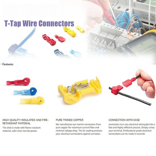 120pcs T-Taps Insulated Electrical 22-10AWG Wire Connector Quick Splice Terminal - 第 5/12 張圖片