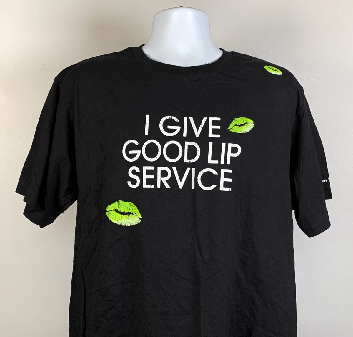 Dekuyper Pucker Liqueur I Give Good Lip Service T Shirt Mens XL Green Lips