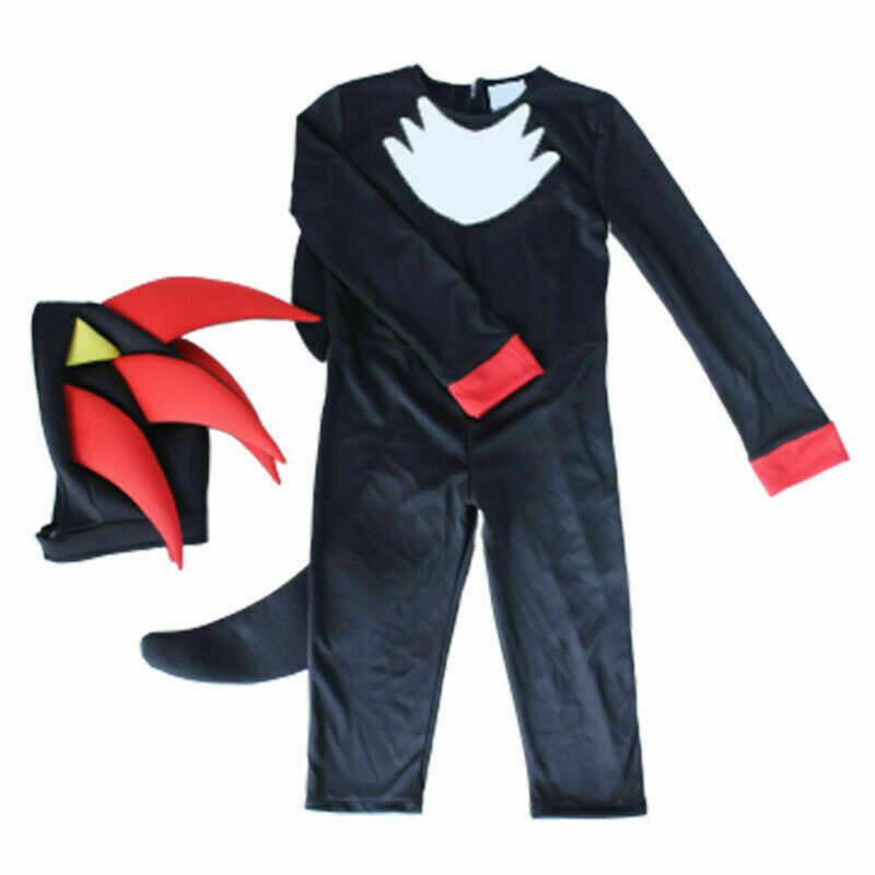 Boys Sonic Shadow The Hedgehog Costume Kids Child Cosplay Party Jumpsuit  Outfit