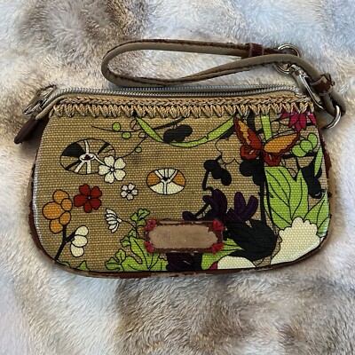 Sakroots Artist Circle Wallet Wristlet Black Floral Pattern See