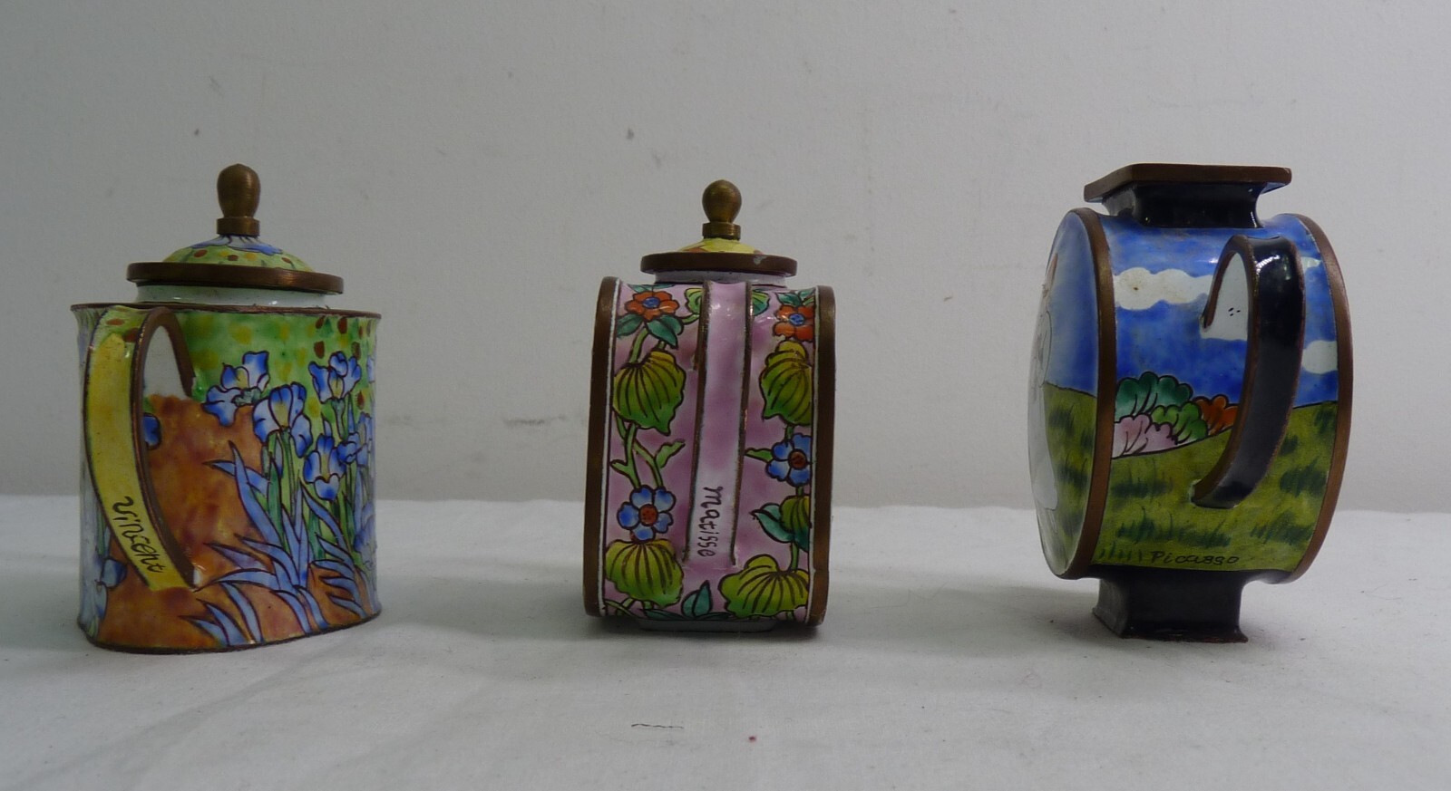 Trade+Aid Miniature Enamel Teapots Matisse Picasso Van Gogh Thames
