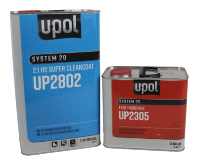 U-POL UP2802 High Gloss Clearcoat Kit Automotive Clear W/ UP2305 Fast Hardener