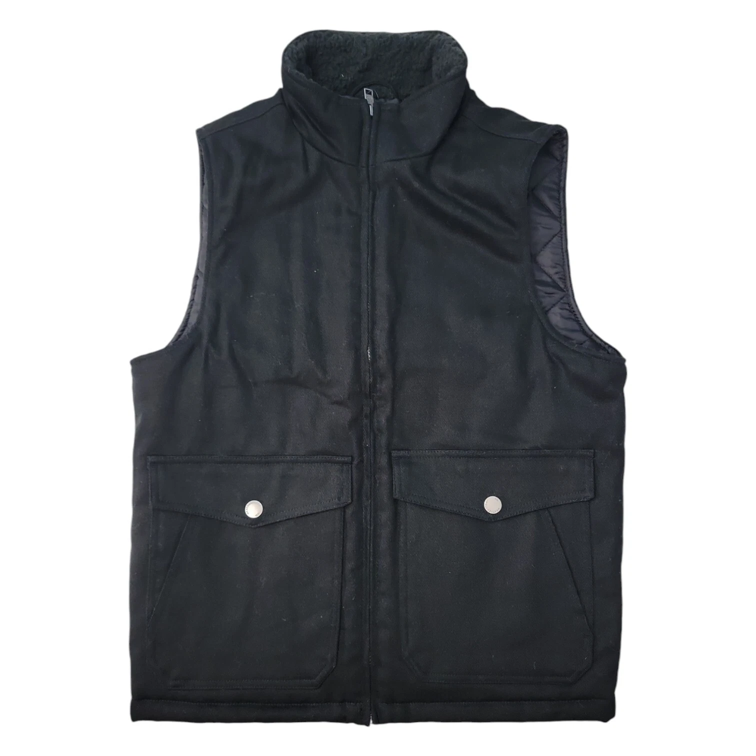 NWT WP WEATHERPROOF Men's Sherpa Collar Full-Zip Workwear Vest Black SMALL