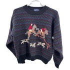 Woolrich vintage 90s fox hunt wool novelty Crew Neck Sweater old money horse dog