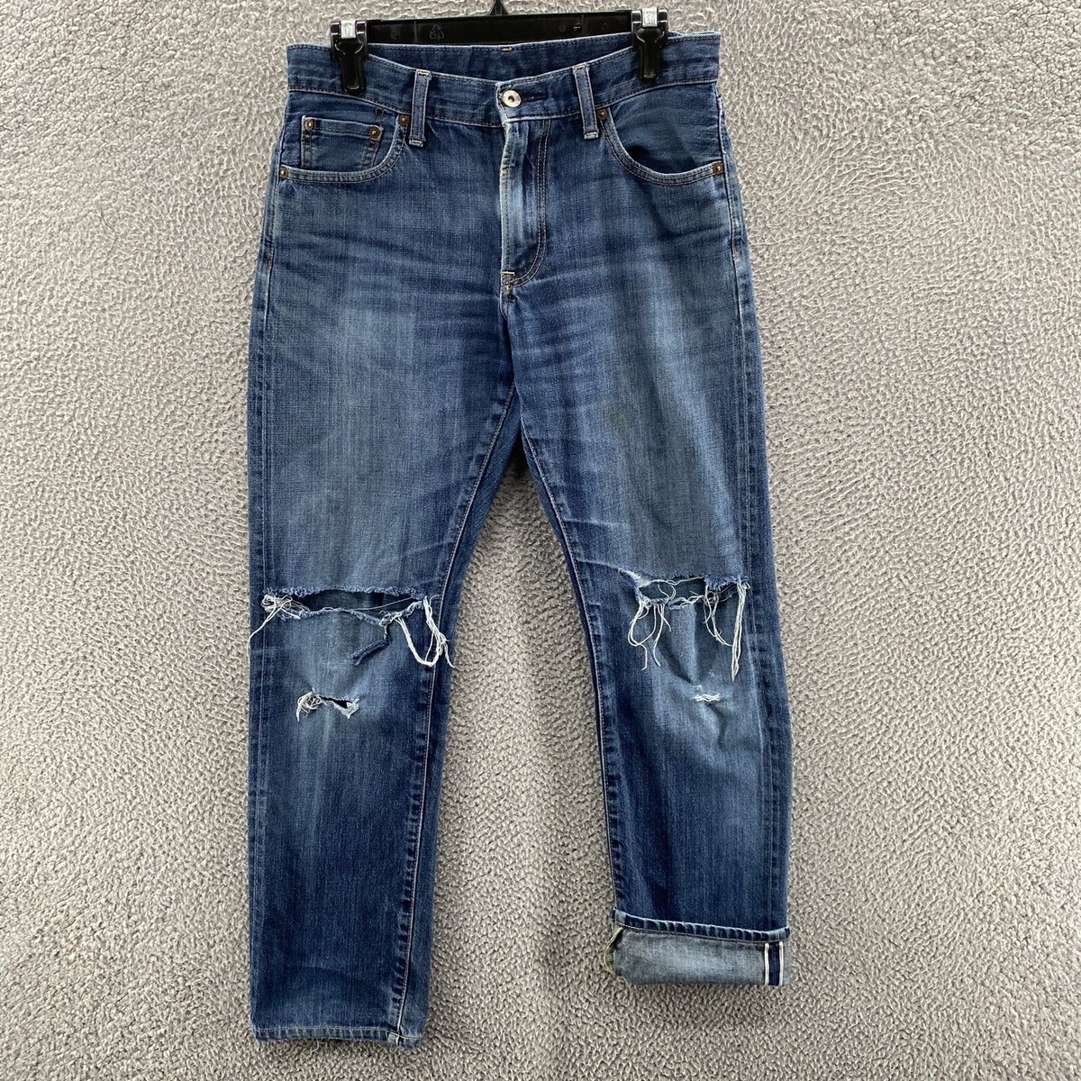 Uniqlo Jeans Men 30x30 Blue Selvedge Denim Regular Straight Cotton Pants  Casual