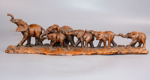 Collection Chinese Antique Boxwood Wood Carving Exquisite Elephant Statue Art - 第 1/8 張圖片