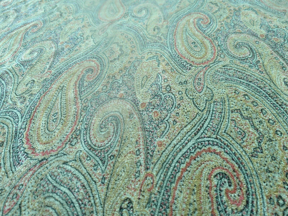 Vintage Velvet Paisley Tan/Gold/Red/Black Muted Colors 4 Yards Heavy Soft Hand - Image 2 of 4