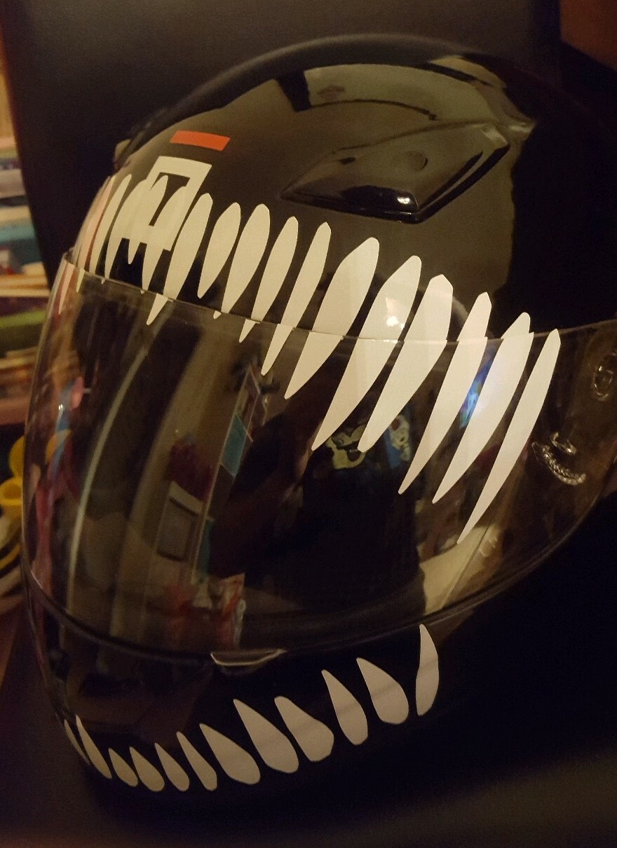 HELMET teeth EYES STICKERS DECALS TONGUE WHITE GLOSS SET MOTO X GRIN