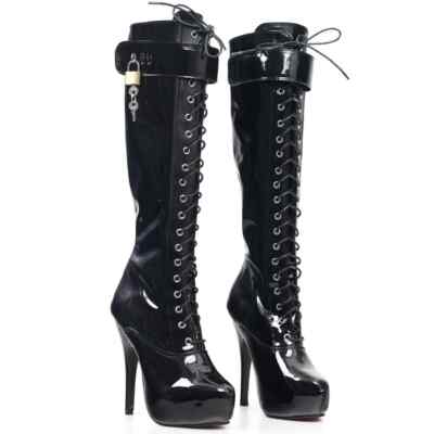Fetish Platform Boots Women 15cm High Heel Knee-High Lockable Party Dance Shoes