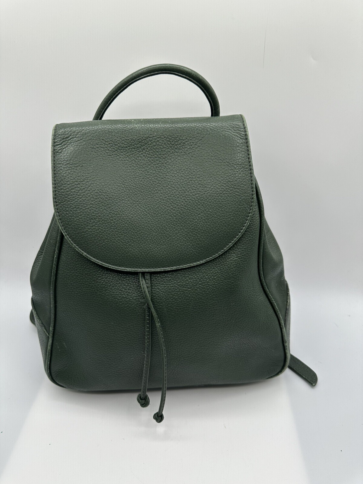 Unbranded Green Leather Drawstring Backpack Handb… - image 1
