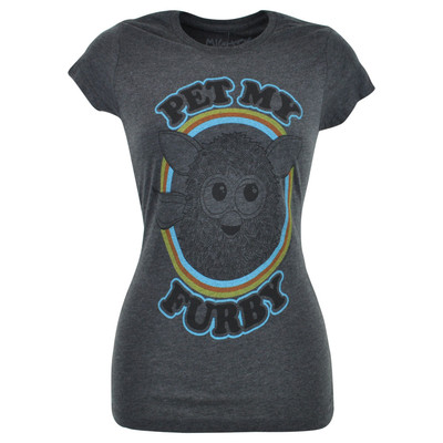 Pet My Furby Furbies Electronic Robot 90s Toy Junior Teen Tshirt Tee Grey 