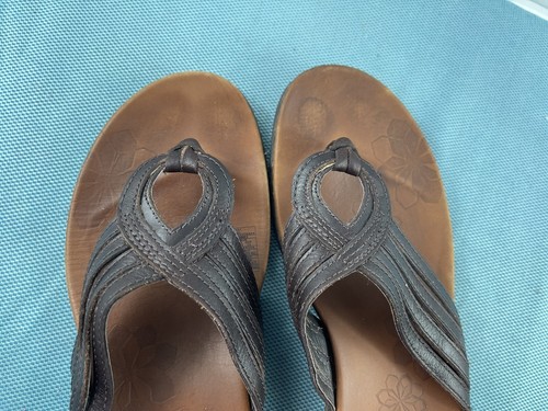 Merrell Womens Shoes Brown 7 M Leather Mahogany Toe Thong Comfort Casual Sandals - Picture 10 of 11