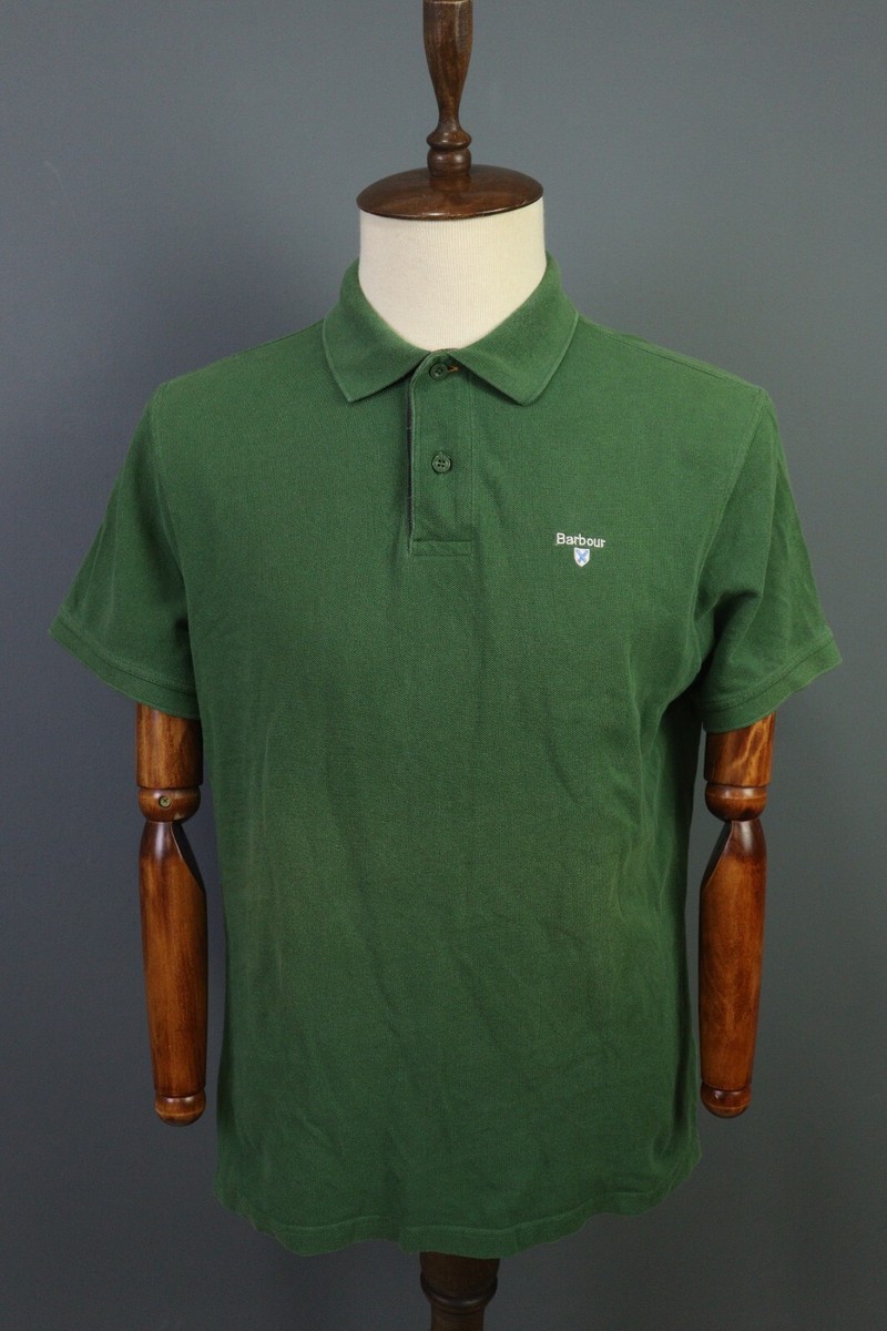 Barbour Green Short Sleeve Chest Logo Polo Shirt Size XL