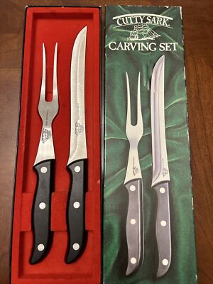 2 Piece carving knife set ~ vintage cutty sark Scotch whiskey ~ new NIB