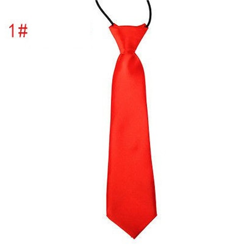 2PCS Boys Girls Classic Satin Elastic Neck Tie Wedding Prom Children School Tie - Picture 6 of 32