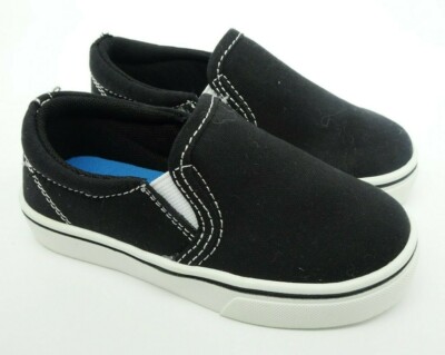 Wonder Nation Boys Black Canvas Slip On Sneakers Shoes Size