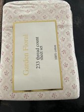 Garden Floral 233 Thread Count Beige Pink Queen Sheet Set New Bedding
