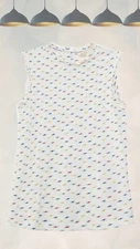 Ex White Stuff Women’s Sleeveless Jersey Vest in Ivory Spot