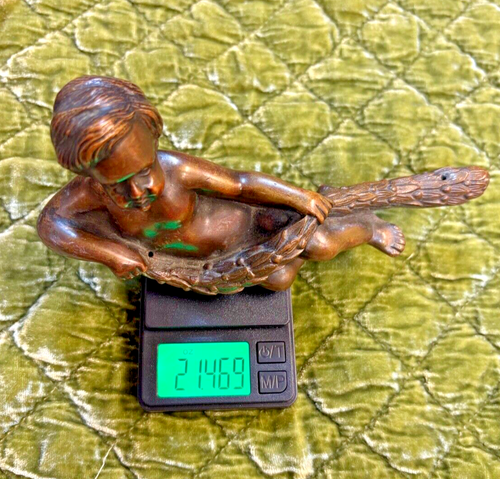 Vintage - 2 Bronze Cherub Inkwell Statues - Heavy - Picture 7 of 11