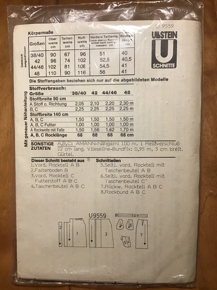 Ullstein Schnitte Nr. 9559 neu Rock -Vintage- Gr. 38/40+ 42+ 44/46+ 48 - Bild 2 von 2