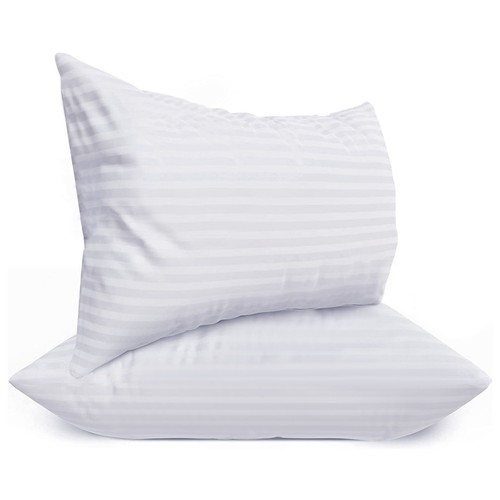 Set of 2 Bedding Stripe Pillows Comfortable Breathable Hotel Quality King Queen - Picture 11 of 29