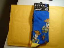 TOY STORY CREW SOCKS, WOODY,  1 PAIR OF WOOY  SOCKS -SIZE 9-13  NEW FREE SH